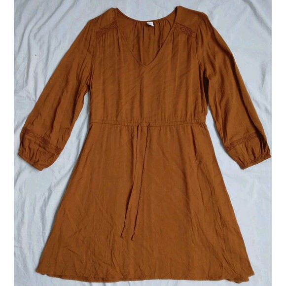 Old Navy Dresses & Skirts - Old Navy Dress Knee Length Terracotta Cottagecore Prairie Boho Crochet Women's M
